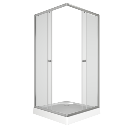 Душевой уголок BAU Stil Hit с поддоном 90x90х195, прозрачное закаленное стекло, хромированный профиль