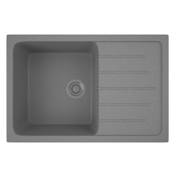 Мойка для кухни оборачиваемая с крылом BAU Stil Gray stone 75х50, выпуск с сифоном в комплекте, серый камень