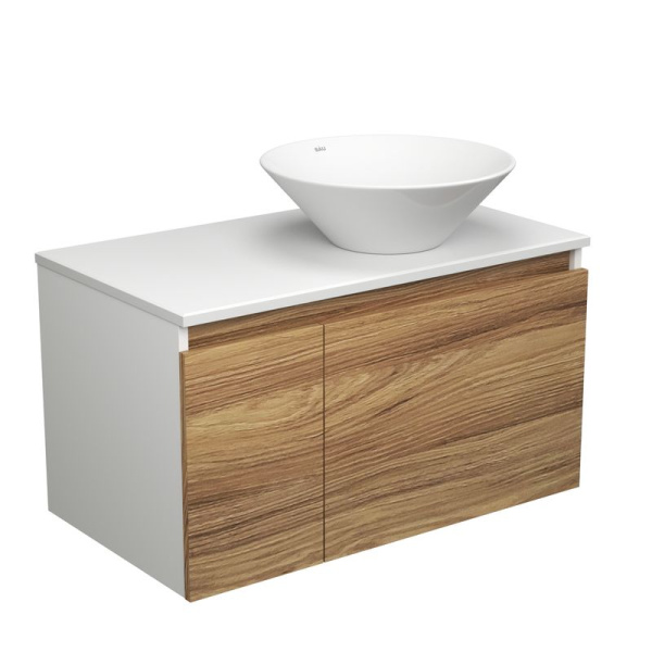 Тумба с раковиной (тумба подвесная под раковину Bau Dream Blackwood 80 + раковина санфаянс накладная BAU Dream D43, белая)