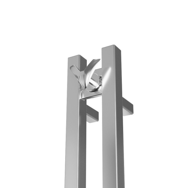 Полотенцесушитель дизайнерский электрический, профильный BAU Stella Square 10х160, 2 коллектора, 2 крючка, нерж. сталь полированная
