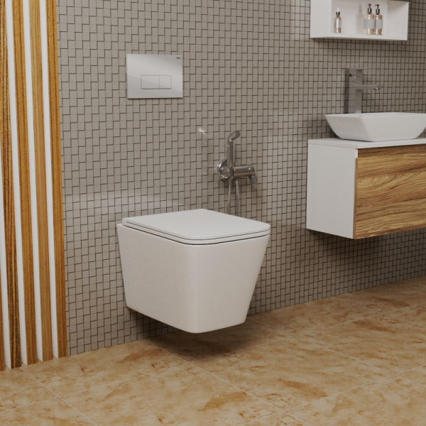 Унитаз подвесной безободковый торнадо обратного потока Bau Stil Hurricane-2, сиденье дюропласт микролифт