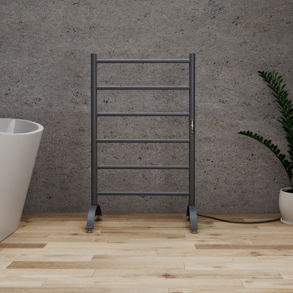 Полотенцесушитель дизайнерский электрический BAU Stil Floor Gun Grey 90х50, темно-серый металлик