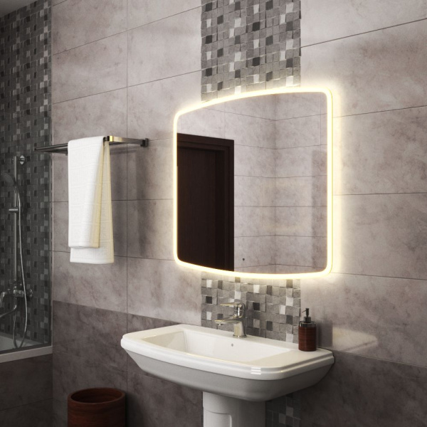 Зеркало Bau Astoria Limited Edition 900х800, сенсор на взмах, c LED подсветкой, защитный корпус с высокой светопроницаемостью, теплый свет