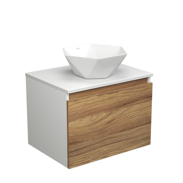 Тумба с раковиной (тумба подвесная под раковину Bau Dream Blackwood 60 + раковина накладная на столешницу BAU Crystal 40х40, белая)