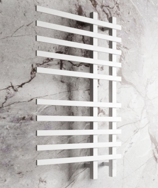 Полотенцесушитель дизайнерский электрический, профильный BAU Wind 60х100, 10 планок, белый полуматовый