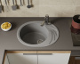 Мойка для кухни оборачиваемая овальная BAU Nimb Gray stone 58х47, выпуск с сифоном в комплекте, серый камень