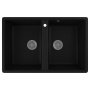 Мойка для кухни двойная чаша BAU Stil Black coal 77х50, выпуск с сифоном в комплекте, черный уголь