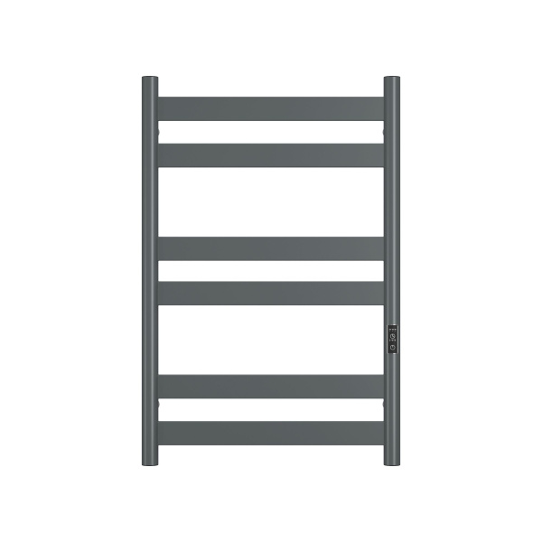 Полотенцесушитель дизайнерский электрический, профильный BAU Mix Gun Grey 50х80, 6 планок, универсальный, темно-серый металлик