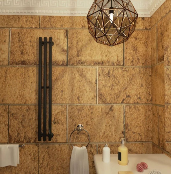 Полотенцесушитель, дизайн-радиатор электрический квадратный профиль Маргроид BAU Inaro III 120х12, с таймером черный матовый RAL 9005