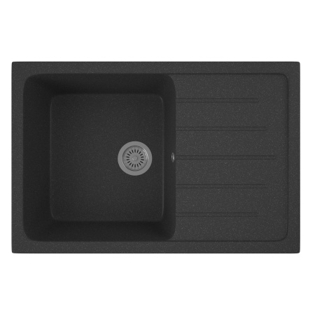Мойка для кухни оборачиваемая с крылом BAU Stil Black stone 75х50, выпуск с сифоном в комплекте, черный камень