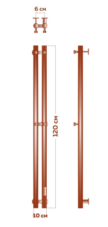 Полотенцесушитель, дизайн-радиатор электрический Маргроид BAU Inaro 120х6, 4 крючка, черный матовый RAL 9005 с таймером