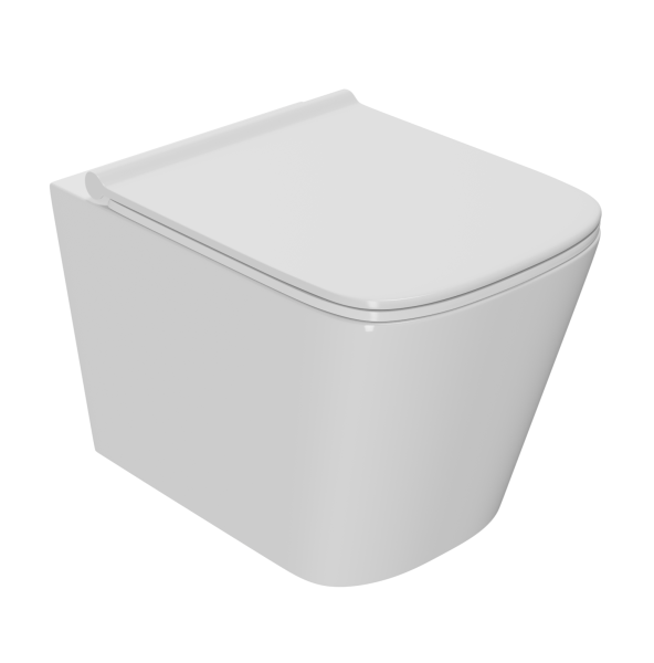 Унитаз подвесной безободковый Bau Stil PRO, быстросъемное тонкое сиденье дюропласт микролифт NS0001-PRO