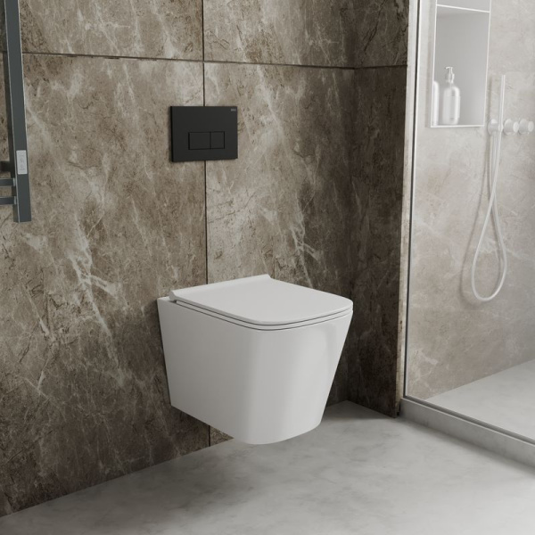 Комплект BAU 6 в 1: инсталляция BAU PRO, унитаз подвесной безободковый Bau Stil PRO, сиденье быстросъемное микролифт, клавиша BAU Hotel, черный матовый