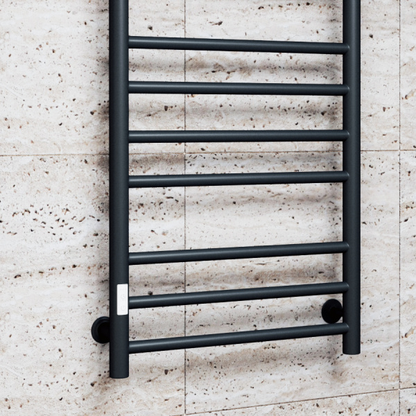 Полотенцесушитель электрический Маргроид BAU В10 100х50, П10 (3+4+3) таймер слева, черный матовый RAL 9005