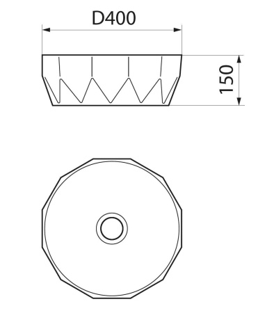 Раковина накладная на столешницу BAU Diamond D40, белая + выпуск клик-клак, белый