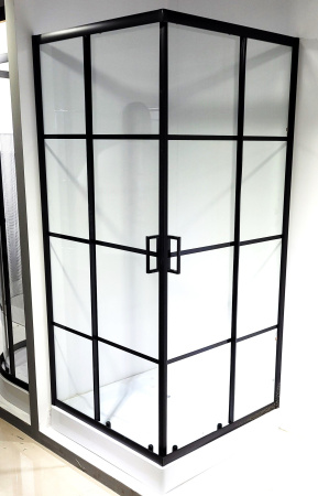 Душевой уголок квадратный BAU Stil square 90х90х195, с поддоном 12,5 см, закаленное стекло толщиной 5 мм, черные профили, с сифоном