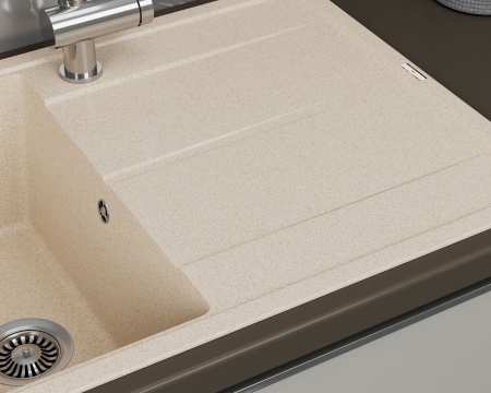 Мойка для кухни врезная кварцевая в комплекте с сифоном BAU Stil Sand 78х51, песочный