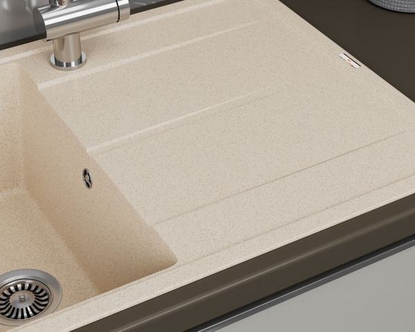 Мойка для кухни врезная кварцевая в комплекте с сифоном BAU Stil Sand 78х51, песочный