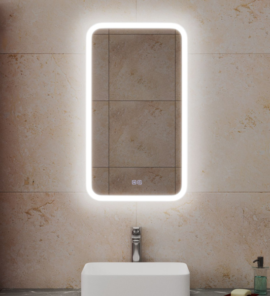 Зеркало Bau Stil 40х70, LeD подсветка, сенсор, антипар, пластиковый защитный корпус