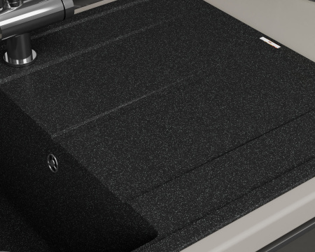 Мойка для кухни врезная кварцевая в комплекте с сифоном BAU Stil Black 78х51, черный