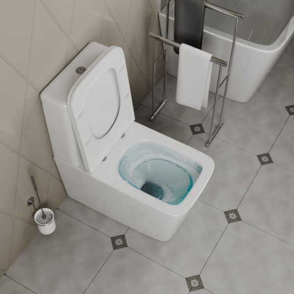 Унитаз напольный безободковый торнадо обратного потока Bau Stil Hurricane-2, усиленное бысросъемное сиденье дюропласт микролифт