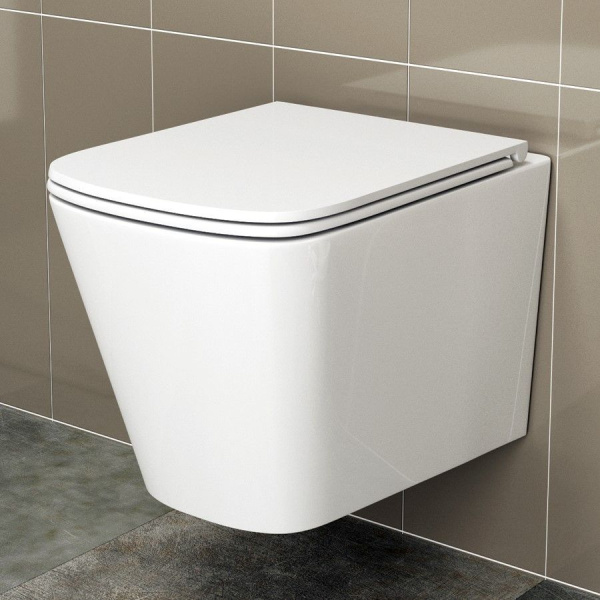 Унитаз подвесной безободковый Bau Stil 51, быстросъемное сиденье микролифт