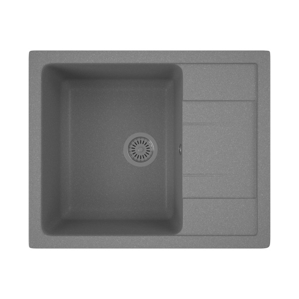 Мойка для кухни оборачиваемая с крылом BAU Stil Gray stone 61х50, выпуск с сифоном в комплекте, серый камень