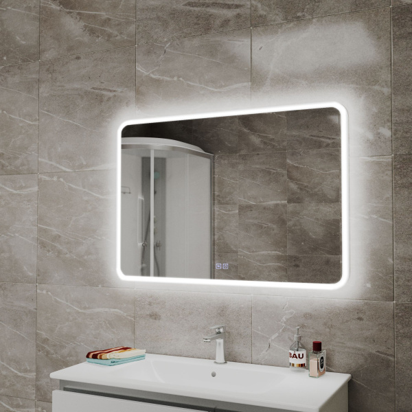 Зеркало Bau Stil 100х70, LeD подсветка, сенсор, антипар, пластиковый защитный корпус