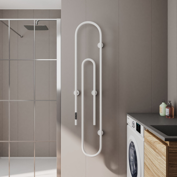 Полотенцесушитель дизайнерский электрический BAU Wall Clip White 150х30, белый матовый