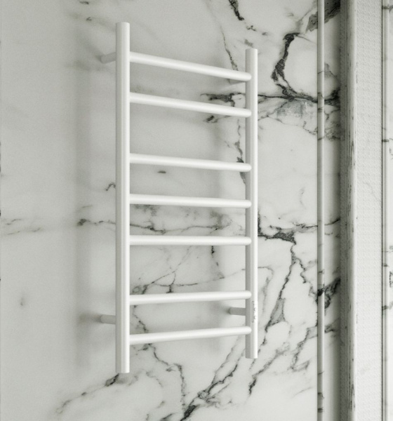 Полотенцесушитель электрический BAU Stil 40х80, 7 планок, универсальный, белый полуматовый