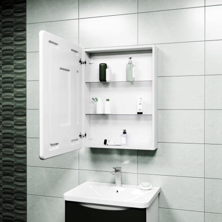 Зеркало-шкаф Bau Stil 60х80, LED подсветка, сенсор, плавное закрывание, оборачиваемый
