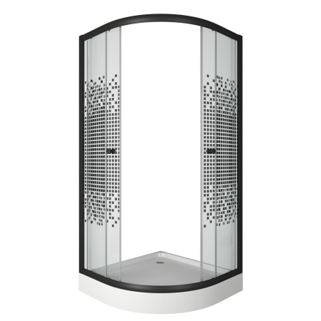 Душевой уголок BAU Dream с поддоном 90x90х195, прозрачное закаленное стекло с черной мозаикой 5 мм, черный матовый профиль