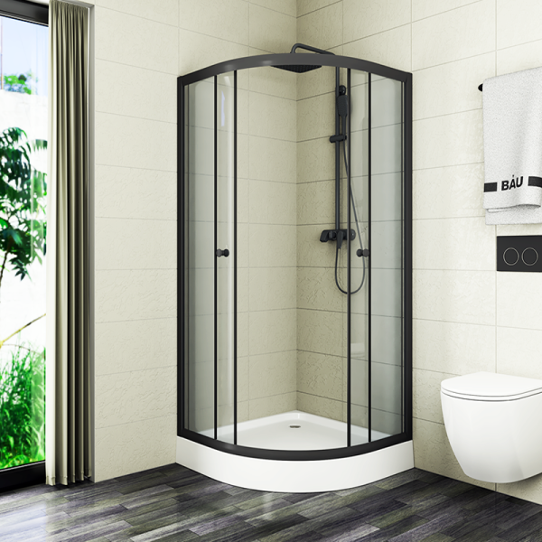 Душевой уголок BAU Dream Hit Black с поддоном 100x100х195, прозрачное закаленное стекло, черный профиль