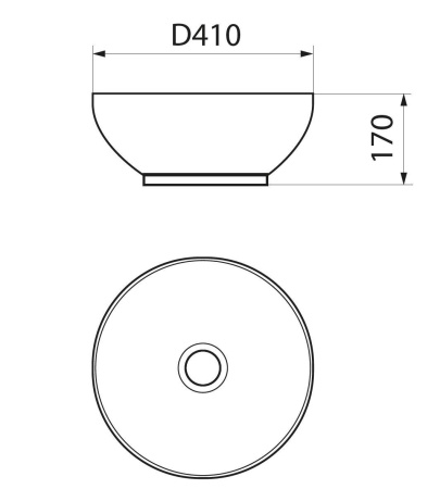 Раковина чаша накладная круглая BAU Dream D41, белая + выпуск клик-клак, хром