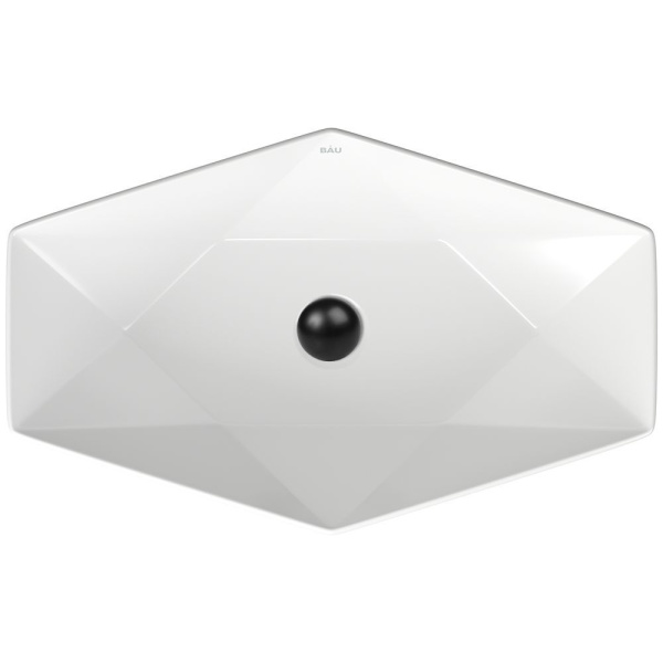 Раковина накладная на столешницу BAU Crystal 64х40, белая + выпуск клик-клак, черный