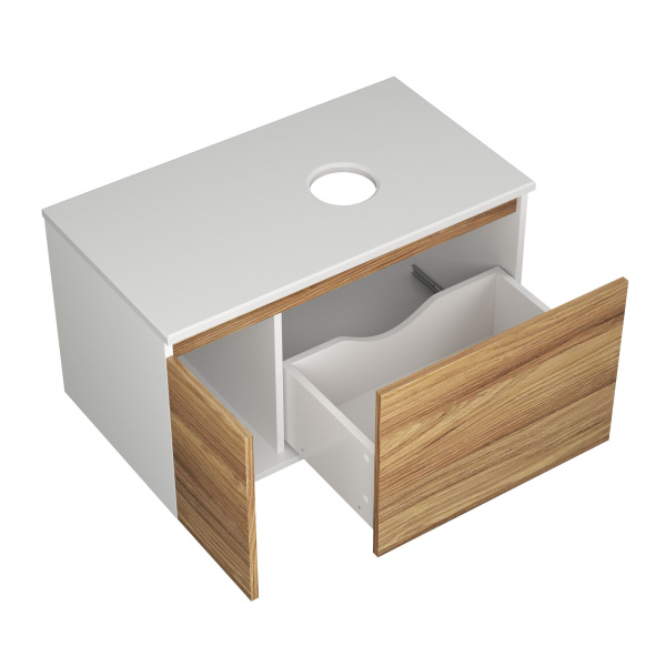 Комплект для ванной, 3 предмета (Тумба Bau Dream Blackwood 80, раковина BAU Dream круглая D41, смеситель для раковины Potato Hotel, хром)