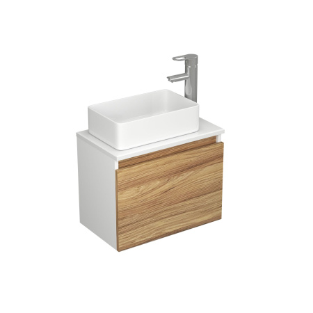 Раковина накладная со смесителем и выпуском (Умывальник BAU Mini прямоугольный, 38х24 белый + смеситель для раковины высокий Diadonna Dream, латунь, выпуск клик клак, хром)