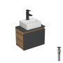 Комплект для ванной, 4 предмета (Тумба подвесная под раковину Bau 50, графит + раковина BAU 33х28 + смеситель Hotel Black, черный, выпуск)