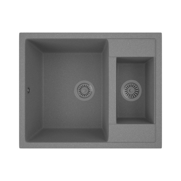 Мойка для кухни оборачиваемая, полуторная чаша BAU Stil Gray stone 60х50, выпуск с сифоном в комплекте, серый камень