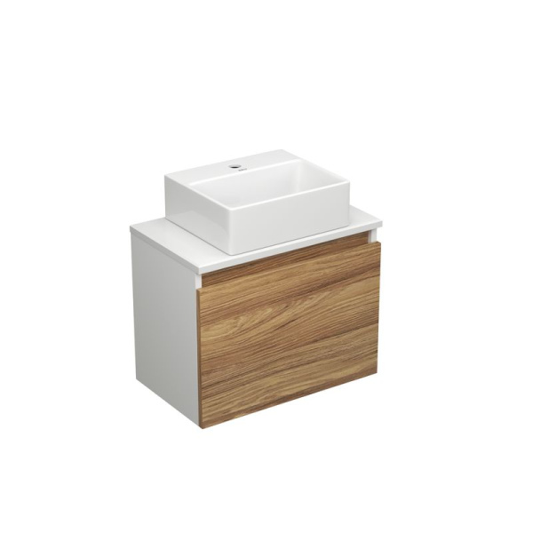 Комплект для ванной, 4 предмета (Тумба подвесная под раковину Bau 50 + раковина BAU 33х28 + смеситель Dream, нержавеющая сталь, выпуск)