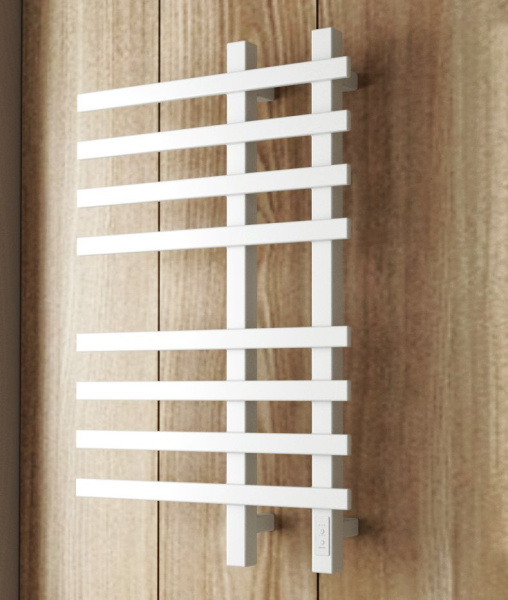 Полотенцесушитель дизайнерский электрический, профильный BAU Wind 50х80, 8 планок, белый полуматовый