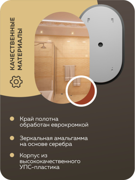 Зеркало Bau Nimb 60х100, LED, сенсор на взмах, ореольная подсветка