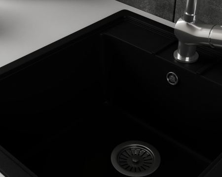 Мойка для кухни BAU Stil Black coal 45х50, выпуск с сифоном в комплекте, черный уголь