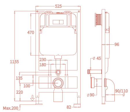 Рамная инсталляция BAU PRO для подвесного унитаза Q111300