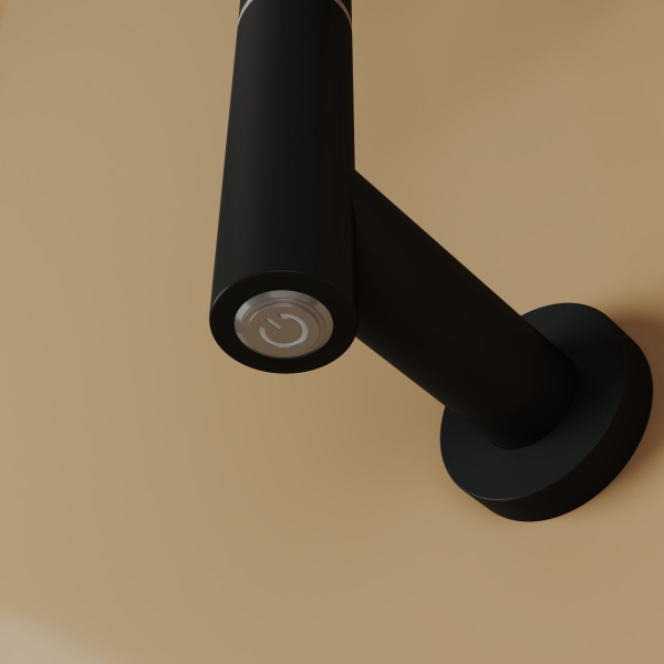 Полотенцесушитель дизайнерский электрический BAU Nimb Turning Black 60х50, подключение нижнее, черный матовый