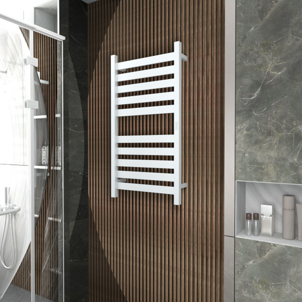 Полотенцесушитель дизайнерский электрический, профильный BAU Elite 50х100, 10 планок, универсальный, белый полуматовый