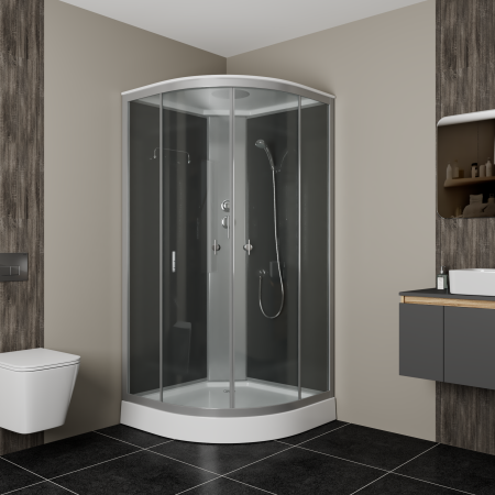 Душевая кабина BAU Dream Hit Black 90x90х215, прозрачное закаленное стекло, черная