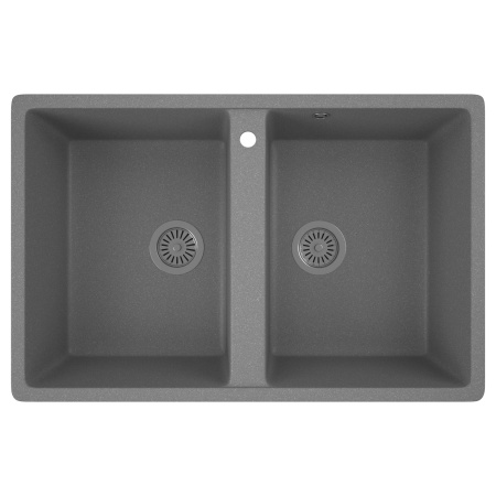 Мойка для кухни двойная чаша BAU Stil Gray stone 77х50, выпуск с сифоном в комплекте, серый камень