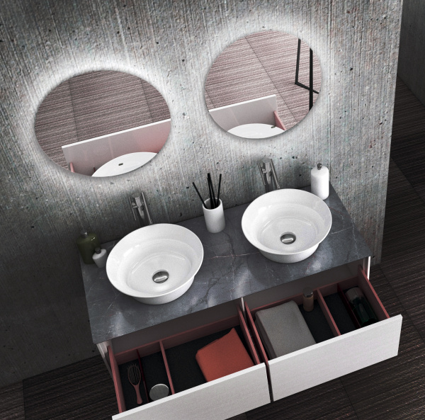 Зеркало Bau Spectrum D55, круглое, LED, сенсор на взмах, ореольная подсветка