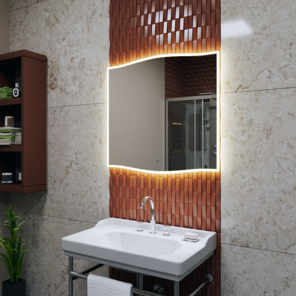 Зеркало Bau Plaza Limited Edition 750х745, сенсор на взмах, c LED подсветкой, защитный корпус с высокой светопроницаемостью, теплый свет